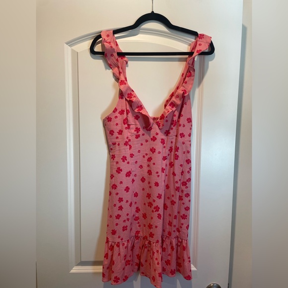 Pink Floral Ruffle Dress - Picture 2 of 5